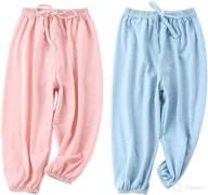 bouclede baby girls long bloomers: soft slub cotton harem pants 12m-7t - 2 pack! logo