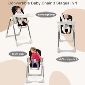 img 1 attached to Складной стульчик для кормления для младенцев и малышей - стульчик для кормления INFANS с 7 регулируемыми высотами, 4 наклонными спинками, 3 настройками подставки для ног, съемным подносом, встроенными блокируемыми колесами (черный)