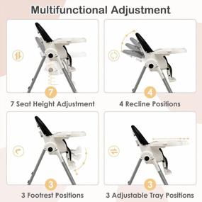 img 2 attached to Foldable Highchair For Babies And Toddlers - INFANS High Chair With 7 Adjustable Heights, 4 Reclining Backrests, 3 Footrest Settings, Removable Tray, Built-In Lockable Wheels (Black)
