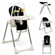 складной стульчик для кормления для младенцев и малышей - стульчик для кормления infans с 7 регулируемыми высотами, 4 наклонными спинками, 3 настройками подставки для ног, съемным подносом, встроенными блокируемыми колесами (черный) логотип