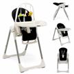 foldable highchair for babies and toddlers - infans high chair with 7 adjustable heights, 4 reclining backrests, 3 footrest settings, removable tray, built-in lockable wheels (black) logo