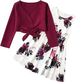 img 4 attached to Girls Casual Bowknot Floral Allover Girls' Clothing and Dresses