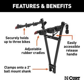 img 2 attached to 🚲 CURT 18013 Clamp-On Trailer Hitch Bike Rack Mount: 3-Bike Carrier for 2-Inch Shank, Black - Efficient & Stylish!