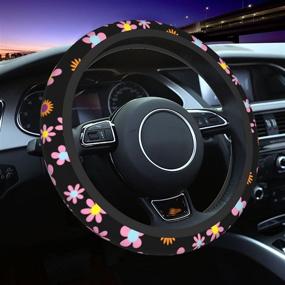 img 4 attached to Spring Flower Steering Wheel Cover Universal 15 Inch