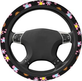 img 1 attached to Spring Flower Steering Wheel Cover Universal 15 Inch