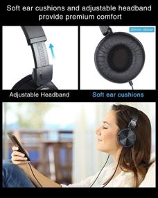 img 1 attached to NAVISKAUTO Foldable Wired Headphones - Universal Black Headset with 1.2m Audio Cable for Enhanced SEO