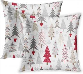 img 4 attached to Red Christmas Tree Pattern Throw Pillow Covers Set Of 2 - 16X16 Inch Decorative Cushion Cases Square Print Pillowcase.
