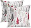 red christmas tree pattern throw pillow covers set of 2 - 16x16 inch decorative cushion cases square print pillowcase. logo