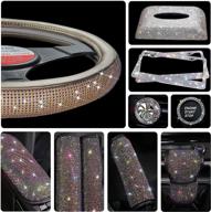 aslong 11pcs bling car accessories set: license plate frame, steering wheel cover, tissue box & more - purple diamond for women логотип