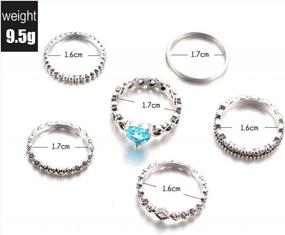img 2 attached to 6PCS Vintage Heart Knuckle Rings Set - Stackable Silver Mid Rings For Women & Girls