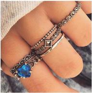 6pcs vintage heart knuckle rings set - stackable silver mid rings for women & girls logo