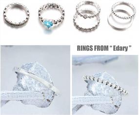 img 1 attached to 6PCS Vintage Heart Knuckle Rings Set - Stackable Silver Mid Rings For Women & Girls