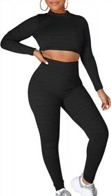 img 3 attached to Cailami Women'S 2 Piece Workout Outfits Long Sleeve Tracksuit High Waist Jogger Legging Pants Set Track Suit