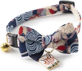 img 3 attached to 🐱 Necoichi Kabuki Charm Bow Tie Cat Collar (Navy): Stylish and Functional Pet Accessory