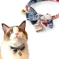 🐱 necoichi kabuki charm bow tie cat collar (navy): stylish and functional pet accessory logo