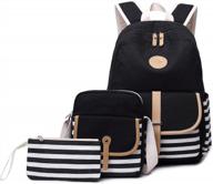 stylish black backpack for women and girls - ideal for high school, college, and work - features laptop compartment - by gazigo logo