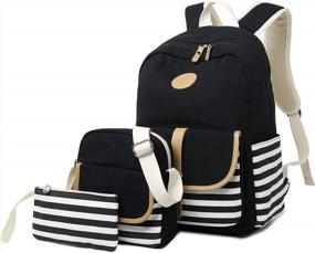 img 3 attached to Stylish Black Backpack For Women And Girls - Ideal For High School, College, And Work - Features Laptop Compartment - By Gazigo
