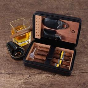 img 3 attached to GALINER Portable Humidor Cigar Case With Lighter Cutter Set, Cedar Tray, Travel Box And Gift Box