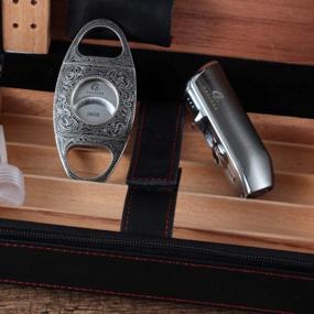 img 2 attached to GALINER Portable Humidor Cigar Case With Lighter Cutter Set, Cedar Tray, Travel Box And Gift Box