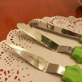 img 1 attached to 3-Piece Stainless Steel Offset Spatula Variety Set For Cake Decorating With Plastic Handle & Resistant Blades - BBolive Professional (Green)