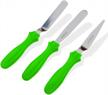 3-piece stainless steel offset spatula variety set for cake decorating with plastic handle & resistant blades - bbolive professional (green) logo