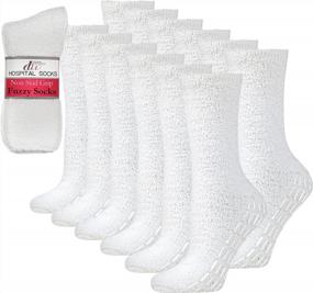 img 4 attached to Non-Slip Hospital Socks For Women And Men - 5/6 Pairs Fuzzy Slipper Grip Socks By Debra Weitzner