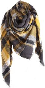 img 2 attached to Plaid Blanket Tartan Tassel Scarfs Women's Accessories - Scarves & Wraps