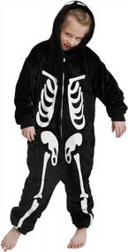 img 4 attached to Spooky & Comfy: ABENCA Skeleton Onesie For Girls - Perfect Sleepwear & Halloween Costume!