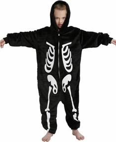 img 3 attached to Spooky & Comfy: ABENCA Skeleton Onesie For Girls - Perfect Sleepwear & Halloween Costume!