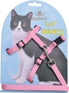 pupteck розовая нейлоновая шлейка для кошек с регулируемым ошейником и поводком: идеальная комбинация для вашего кошачьего друга логотип
