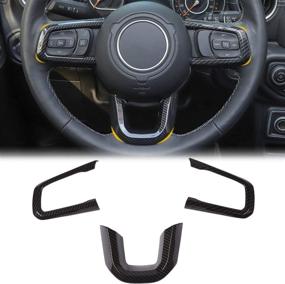 img 4 attached to CheroCar JL JT Steering Wheel Covers Carbon Fiber Grain Trim For 2018-2021 Jeep Wrangler JL