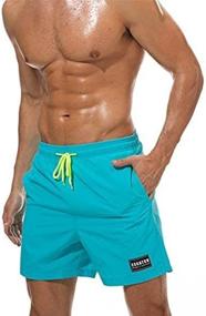img 1 attached to Быстросохнущие пляжные шорты с сетчатой ​​подкладкой для мужчин с боковыми карманами, идеально подходящие для серфинга, йоги, водных пробежек, тренировок и повседневной одежды
