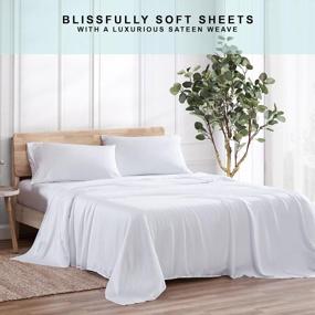 img 1 attached to Organic Ethos Natura 100% Eucalyptus Tencel Lyocell Sheet Set, Luxuriously Smooth 🛏️ &amp; Cooling Sheets for Any Season, Sustainable Production, Moisture-Wicking, Hypoallergenic - King Size, White