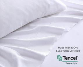 img 3 attached to Organic Ethos Natura 100% Eucalyptus Tencel Lyocell Sheet Set, Luxuriously Smooth 🛏️ &amp; Cooling Sheets for Any Season, Sustainable Production, Moisture-Wicking, Hypoallergenic - King Size, White
