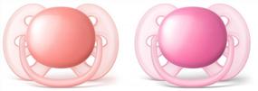 img 4 attached to Philips Avent Ultra Soft Пустышка для детей от 6 до 18 месяцев, розовая/персиковая, 2 шт. в упаковке, SCF213/22