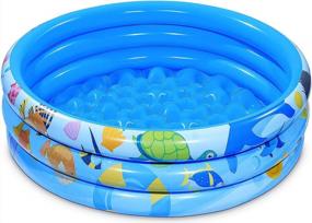 img 4 attached to IBaseToy Inflatable Kiddie Pool - 3 Rings Round Inflatable Swimming Pool For Kids Toddlers Adults Summer Wading Pool Party Games Play, Water Baby Padding Pool For Indoor Outdoor Garden Yard, Ages 3+