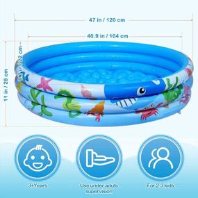 img 2 attached to IBaseToy Inflatable Kiddie Pool - 3 Rings Round Inflatable Swimming Pool For Kids Toddlers Adults Summer Wading Pool Party Games Play, Water Baby Padding Pool For Indoor Outdoor Garden Yard, Ages 3+