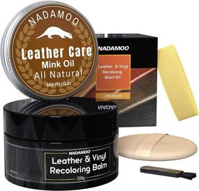 img 4 attached to NADAMOO Black Leather Recoloring Balm & Mink Oil Leather Conditioner - Repair Kits for Couches, Restoration Cream - Scratch Repair & Dye for Vinyl Furniture, Car Seats, Sofas, & Shoes