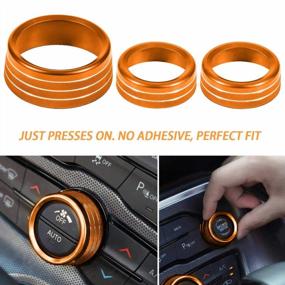 img 3 attached to TOOLEPIC For Dodge Challenger Charger Accessories 2015-2022 - Decor Trim Rings Set Of 3 - Best Aluminum Alloy Header Orange - Air Conditioning Volume Radio Button Knob Cover