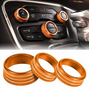 img 4 attached to TOOLEPIC For Dodge Challenger Charger Accessories 2015-2022 - Decor Trim Rings Set Of 3 - Best Aluminum Alloy Header Orange - Air Conditioning Volume Radio Button Knob Cover