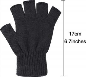 img 3 attached to Эластичные вязаные перчатки без пальцев - 4 пары зимних рукавиц с половиной пальцев от Cooraby