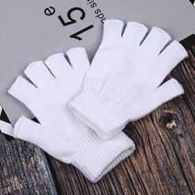 img 2 attached to Эластичные вязаные перчатки без пальцев - 4 пары зимних рукавиц с половиной пальцев от Cooraby
