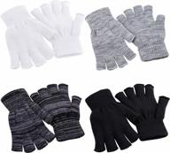 эластичные вязаные перчатки без пальцев - 4 пары зимних рукавиц с половиной пальцев от cooraby логотип