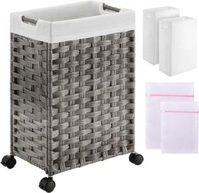 img 4 attached to Organize Your Laundry With Ease - Greenstell Laundry Hamper With Wheels And 4 Removable Bags!