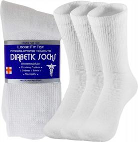 img 4 attached to NevEND Diabetic Socks For Mens & Womens - Loose Fit, Non-Binding Cotton Crew Socks