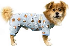 img 1 attached to 🐶 TONY HOBY Blue Cupcake Dog Pajamas: Cute Smiling Cupcake Jumpsuit Onesies for Small and Medium Dogs (Size S)