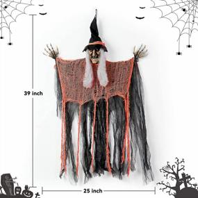 img 3 attached to Scare Trick-Or-Treaters With DECORLIFE 39 Halloween Witches - 3 Bendable Arms, Indoor/Outdoor Hanging Decorations