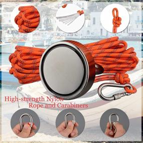 img 1 attached to ULIBERMAGNET Fishing Magnet Kit,400LBS Strong Neodymium Magnet Fishing With 20M Nylon Rope & Non-Slip Gloves,Large Strong Magnet For Magnetic Fishing Recycling Salvage Treasure Hunt In River, Lake