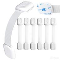 👶 baby safety locks, childproofing set for cabinets, drawers, appliances, toilet seat, fridge and oven | no tools needed | strong 3m adhesive with adjustable strap and latch system (pack of 6, white) logo