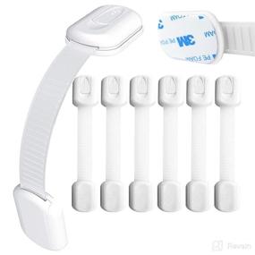 img 4 attached to 👶 Baby Safety Locks, Childproofing Set for Cabinets, Drawers, Appliances, Toilet Seat, Fridge and Oven | No Tools Needed | Strong 3M Adhesive with Adjustable Strap and Latch System (Pack of 6, White)